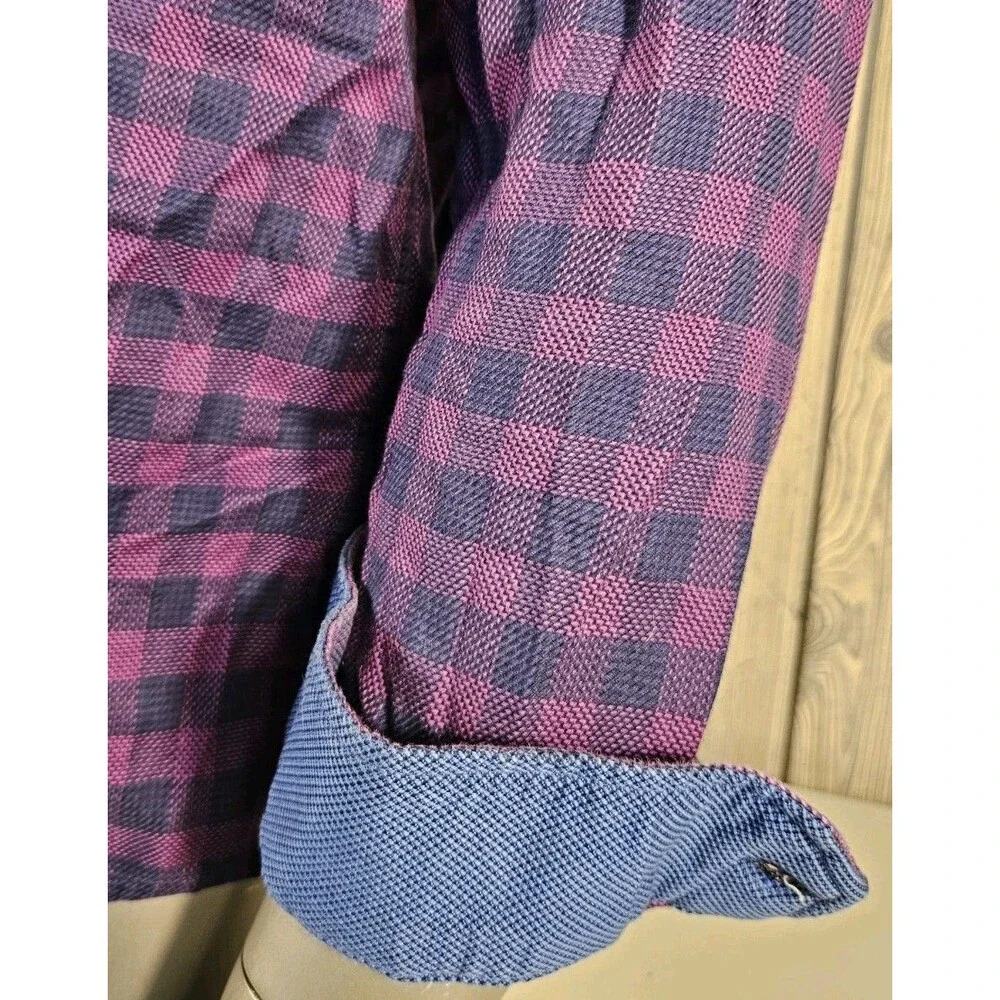 Johnston & Murphy Shirt Mens XL Purple Blue Performance Flip Cuff
